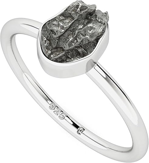 Natural Raw Gemstones Stackable Ring for Women in Sterling Silver, Birthstone Jewelry Gifts for Her (Bezel-Set)