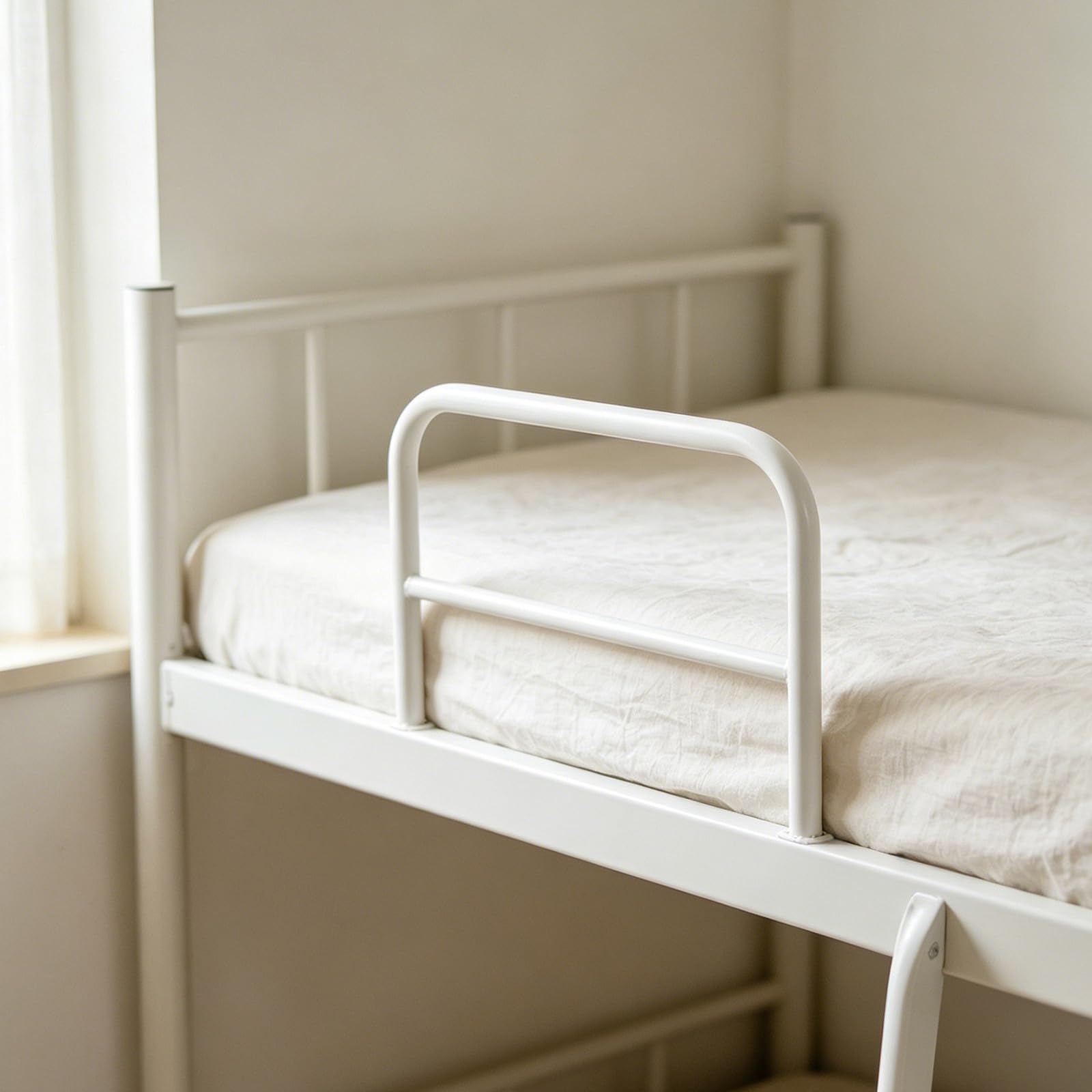 Barandilla de Seguridad y Apertura Lateral Rápida Diseño Transparente para Prevención de Caídas para Cama de Hierro en Viajes y Dormitorios