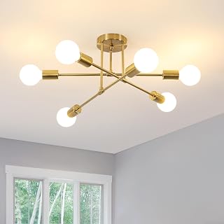 Comely 6-Flammig Vintage Kronleuchter Sputnik Deckenleuchte Retro E27, Gold