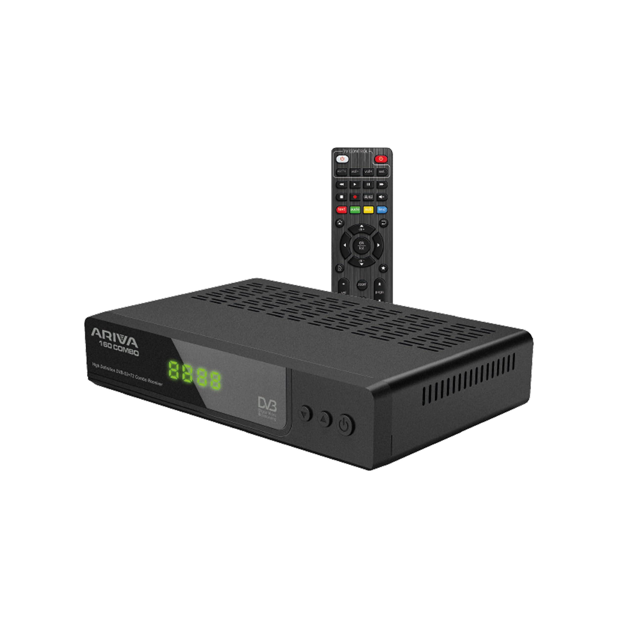 Ferguson Ariva 160 Combo – Récepteur DVB-S2 & DVB-T2 avec Full HD, H.265 HEVC, PVR, DLNA, WebApps, USB, LAN et télécommande programmable RCU 161
