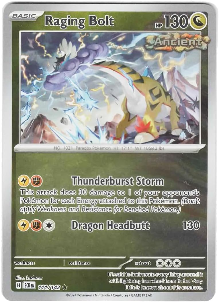 Pokemon - Raging Bolt 111/142 - Stellar Crown Reverse Foil – Single Card