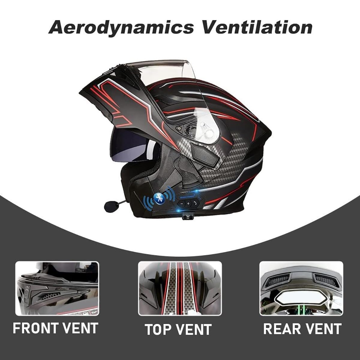Casco Modular Abatible con Bluetooth, Aprobado ECE, Casco Integral For Motocicleta Lente Antivaho Doble Visera, Adecuado For Hombre Mujere Scooter Y Chopper