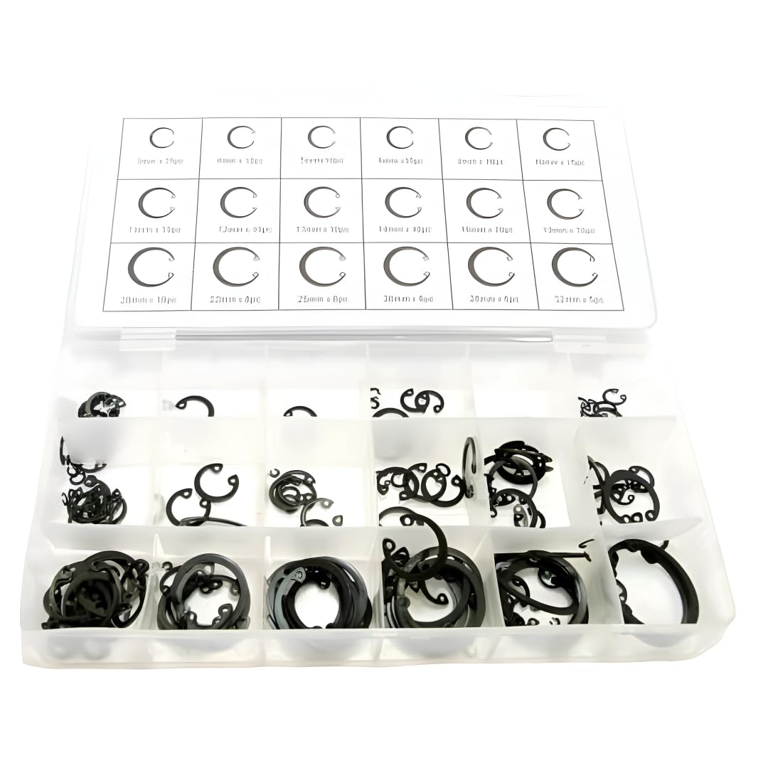 Dunnet Tools Circlip Set with 180pc Internal & External Snap Ring Assortment Kit | Retaining Circlips Assorted more than 15 Sizes for Mechanics Tools and Axles, Shafts, and Other Moving Parts