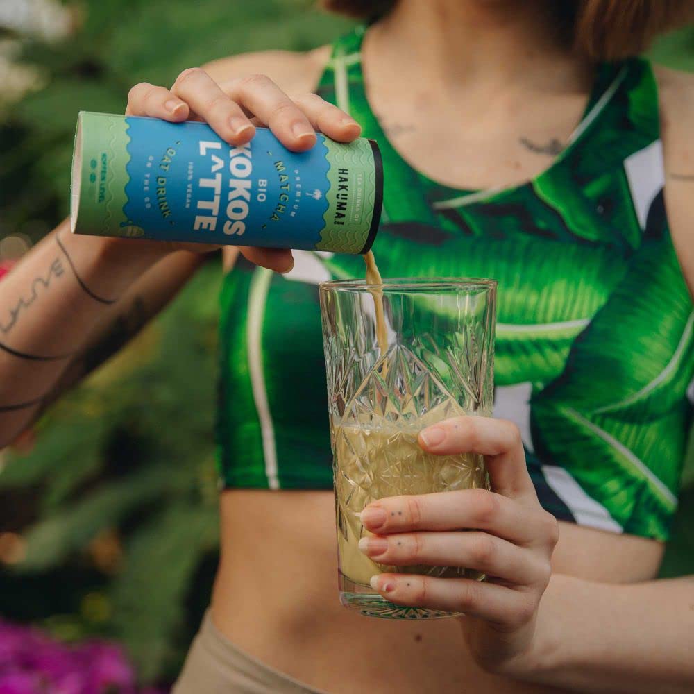 HAKUMA Bio Kokos Latte 12 x 235ml - Premium Matcha Latte mit Hafer und extra creamy Kokosmilch - Urlaubsfeeling in der CartoCan von HAKUMA