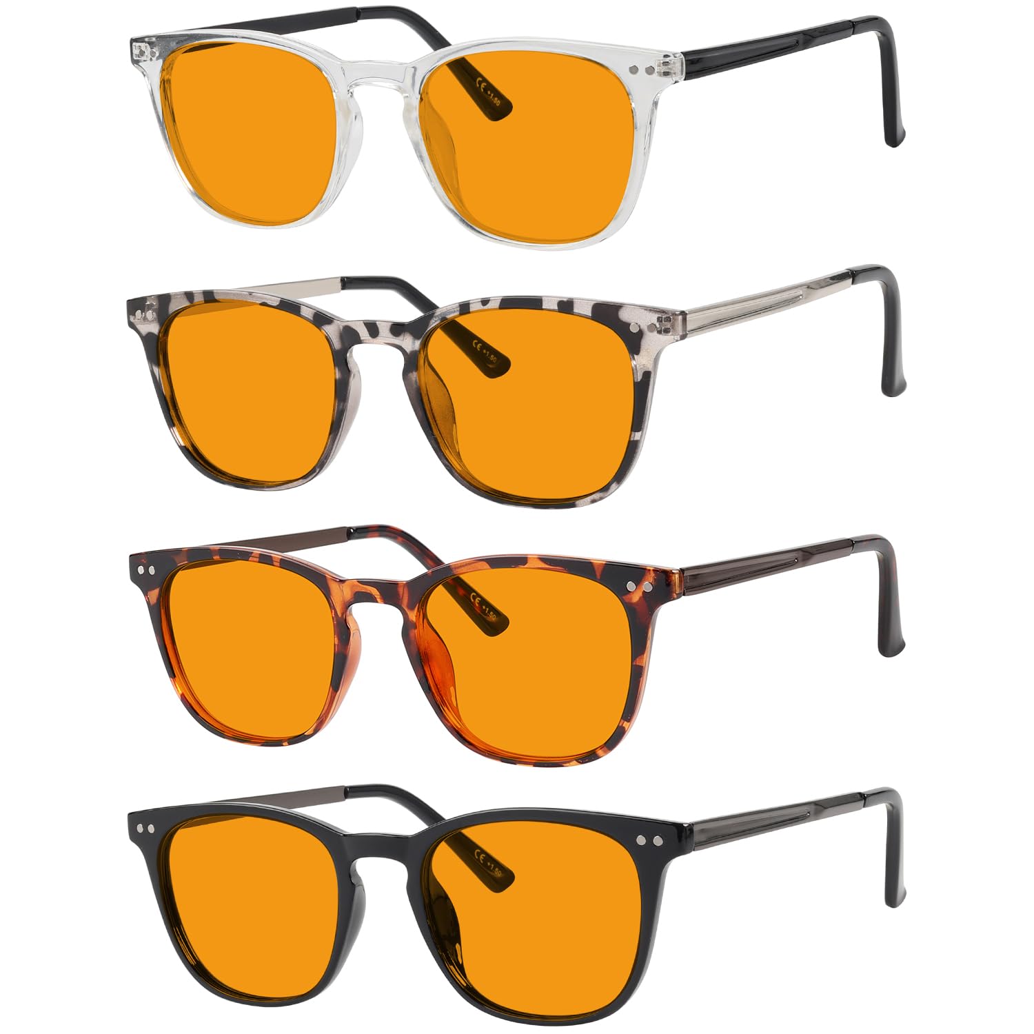 Eyekepper Multipack Orange tinted Blue Light Blocking Reading Glasses for Women Men Readers Computer Eyeglasses