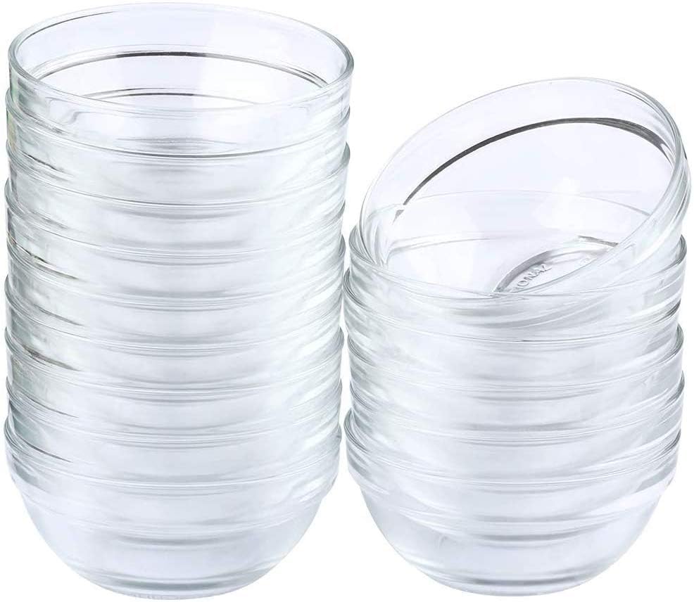 Mini Bowls 4 Inch Glass Bowls for Kitchen Prep, Dessert, Dips, and Candy Dishes, 6.6 oz Stackable Dishware safe,Set of 16 (combination)