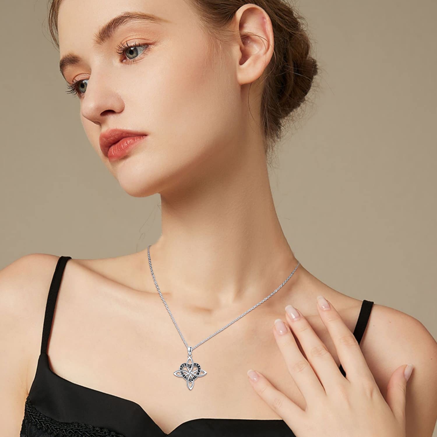 TwoAnts Wikinger Kette 925 Sterling Silber Herz/Hexenknoten/Unendlichkeit Anhänger für Keltische Halskette Norse Rune Kette Wikinger Schmuck Amulett Geschenke für Frauen Männer