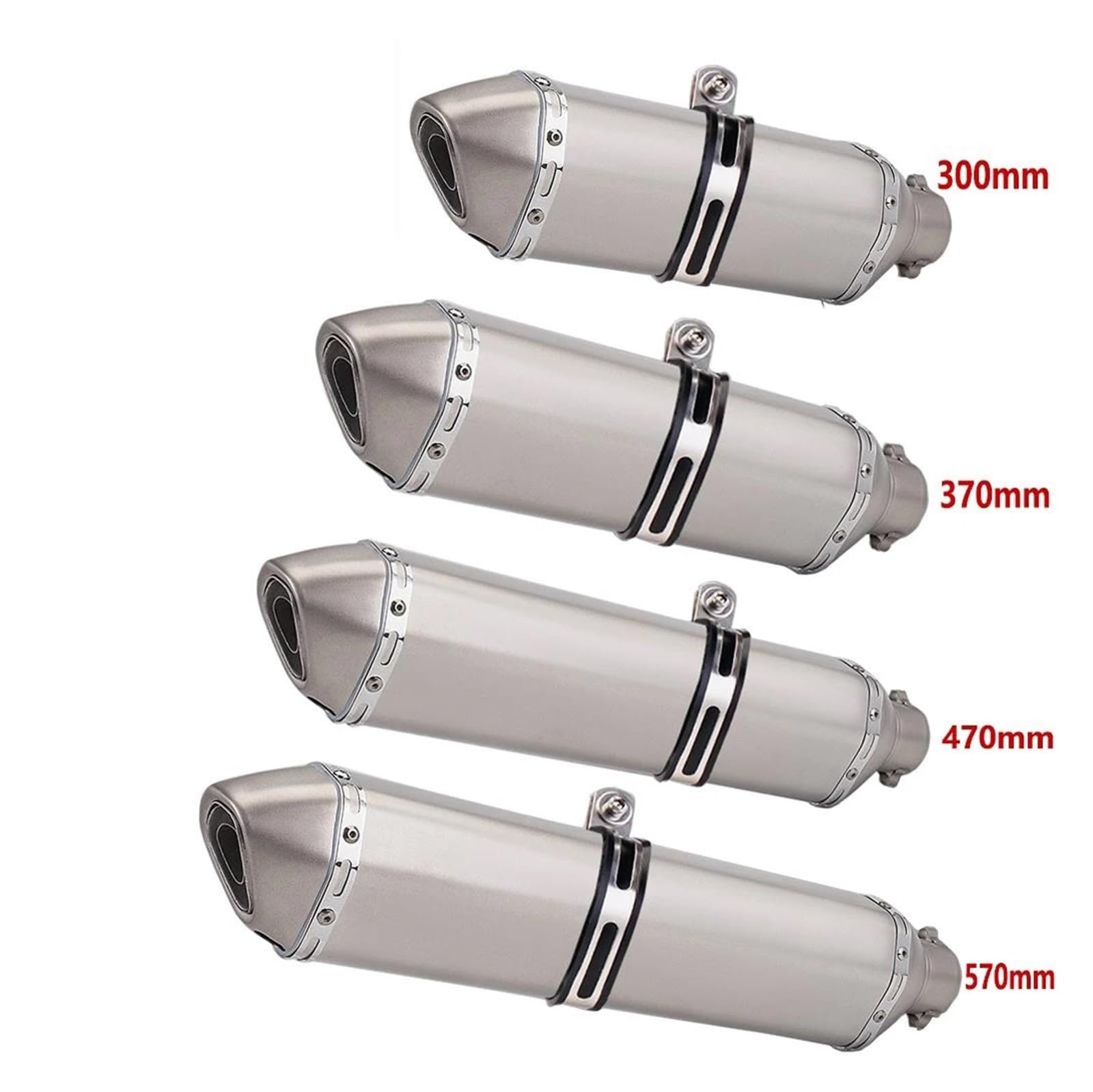 Escape Moto Universel Tubo De Escape Universal Acero Inoxidable Motocicleta Tubo Escape Antideslizante 51mm De Longitud 300/370/470mm Cola Escape Moto(Type A)