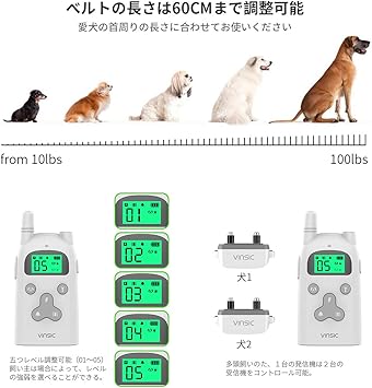 Amazon 無駄吠え防止首輪 しつけ用首輪 犬の訓練首輪 リモコン ペットトレーニング 充電式 全犬種対応 コンパクト 静電ショック バイブレーション ビープ音 レシーバ防水 300メートル通信可能 1年間品質保証 ホワイト Newバージョン Vinsic 無駄吠え防止首輪 通販