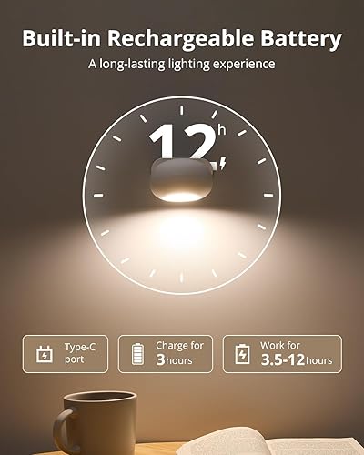 Miniatura 9 de Luces de pared blancas que funcionan con pilas, apliques de pared LED inalámbricos con 3 colores de temperatura, brillo regulable, control táctil