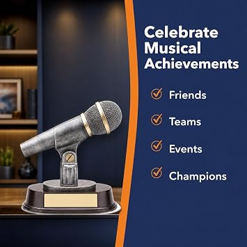 Microphone Award Trophy - 3 Lines Custom Text