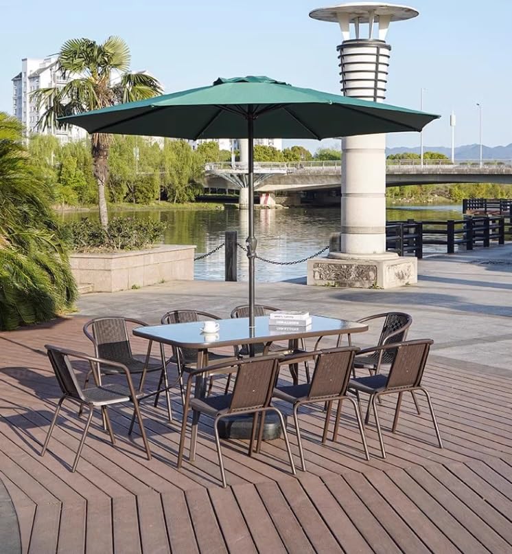 Parasol de patio en métal de 2,7 m CLSDRZC avec base robuste et mât renforcé