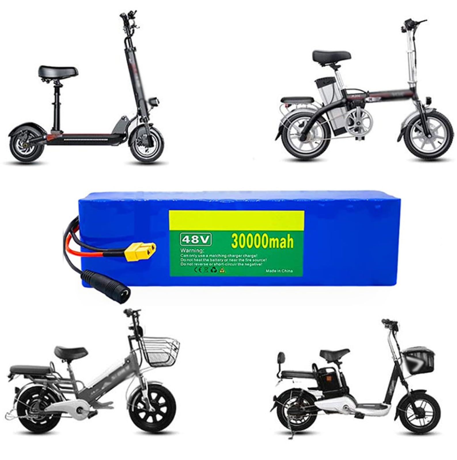 Akumulator litowo-jonowy do roweru elektrycznego, 48 V, 30 Ah, do skutera rowerowego z silnikiem 50W-500 W, z ładowarką i akumulatorem BMS T Plug