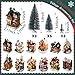 Kajaia 12 Pieces Christmas Winter Houses Village with 12 Pieces Trees Lamp LED Lights Christmas Winter Village Town Buildings Accessories for Thanksgiving Halloween Village Figurine Desktop Decor