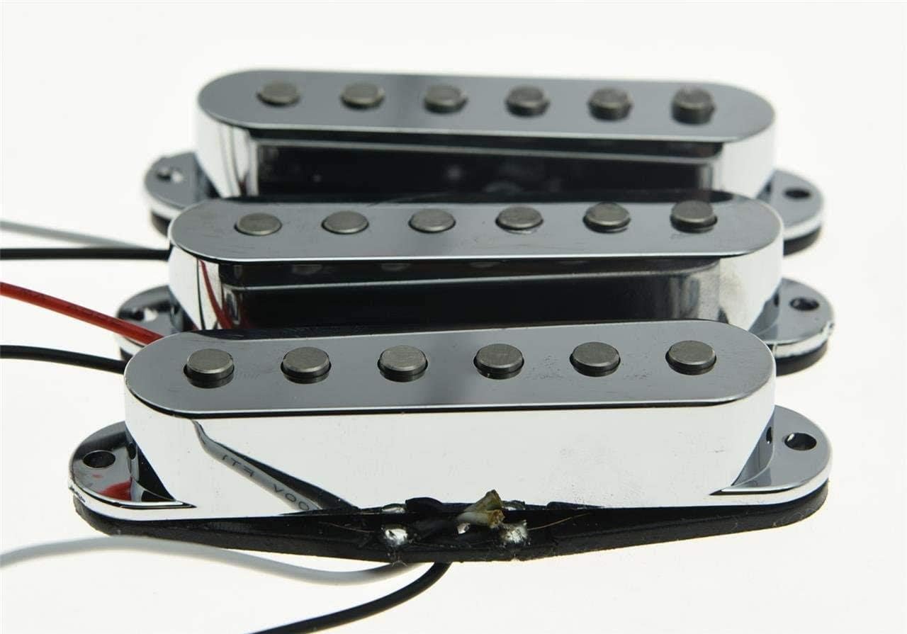 Dopro 3pcs Chrome Flat Pole Alnico 5 Single Coil Pickups High Output Sound Strat SSS Pickup