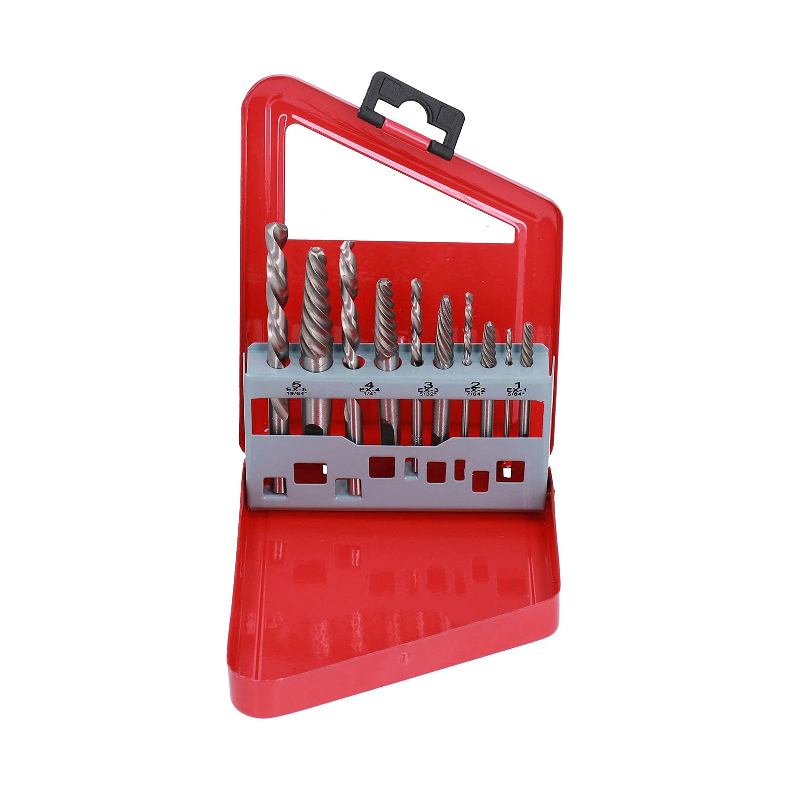Natudeco Screw Extractor Drill Bit Set Left Hand Cobalt Bolt Stud Removers Bolt Stud Removers Hardware Screw Removal Tool Screw Extractor with Case for Factories Repair (red Iron Box)