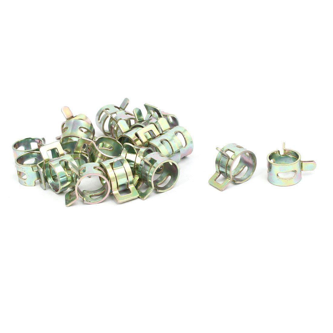 Aexit 10mm Inner Clamps Dia Yellow Zinc Plated Water Pipe Fuel Line Hose Clamps Strap Clamps Clips 20pcs