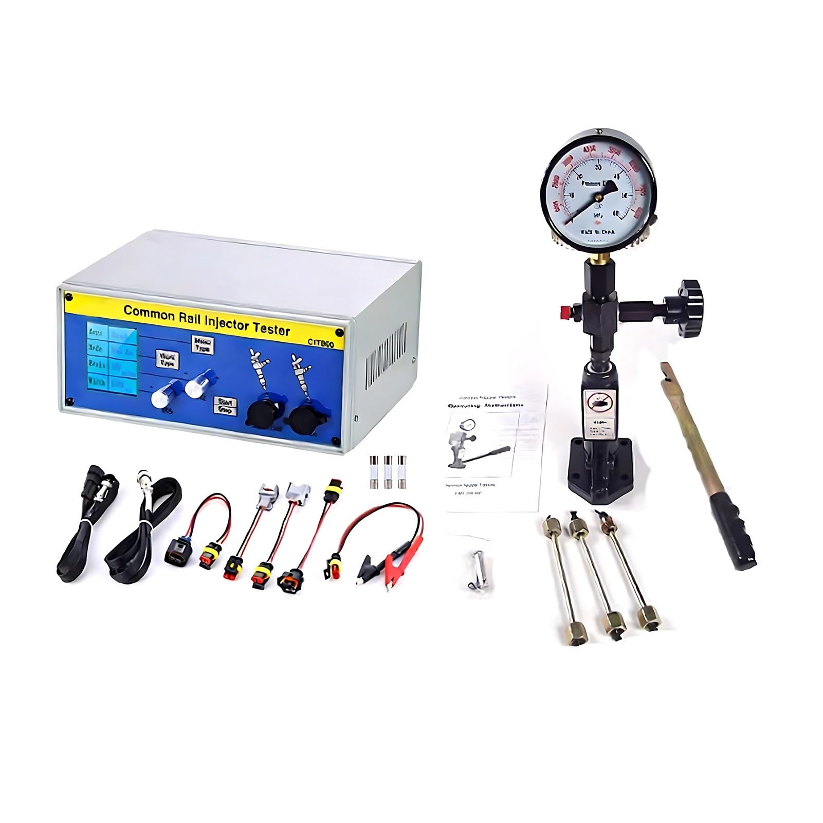 Outil Calibrage Injecteur,Testeur Injecteur Diesel Professional,CIT800 Piezo Electromagnetic Testeur Rampe Commune for Bosch Denso Delphi,S60H Repair Tool Kit(CIT800+S60H)