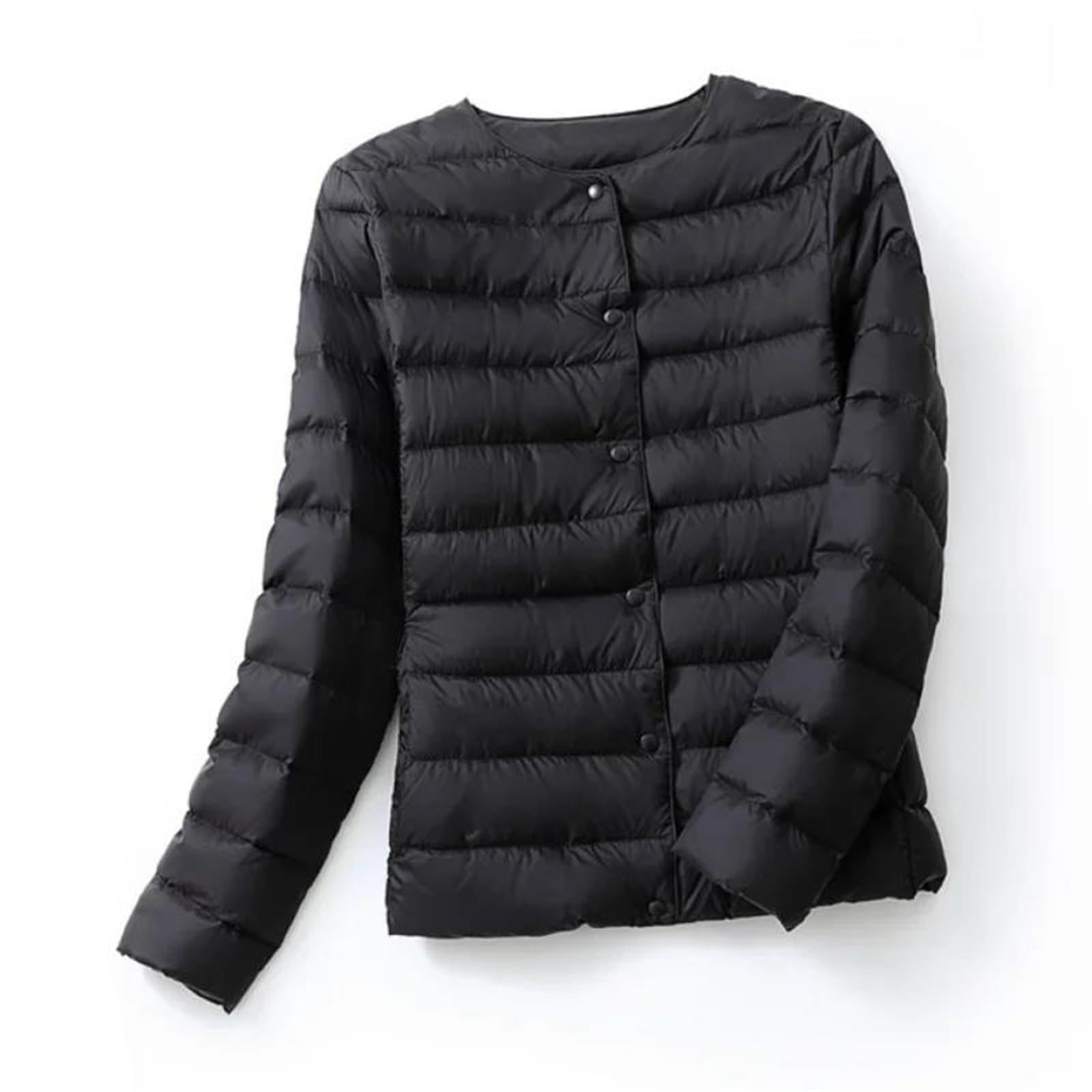 Primavera Inverno Donne Caldo Piumini Senza Collo Portatile Femminile Imbottito Parka O-Collo Puffer Soprabito, Albicocca, L