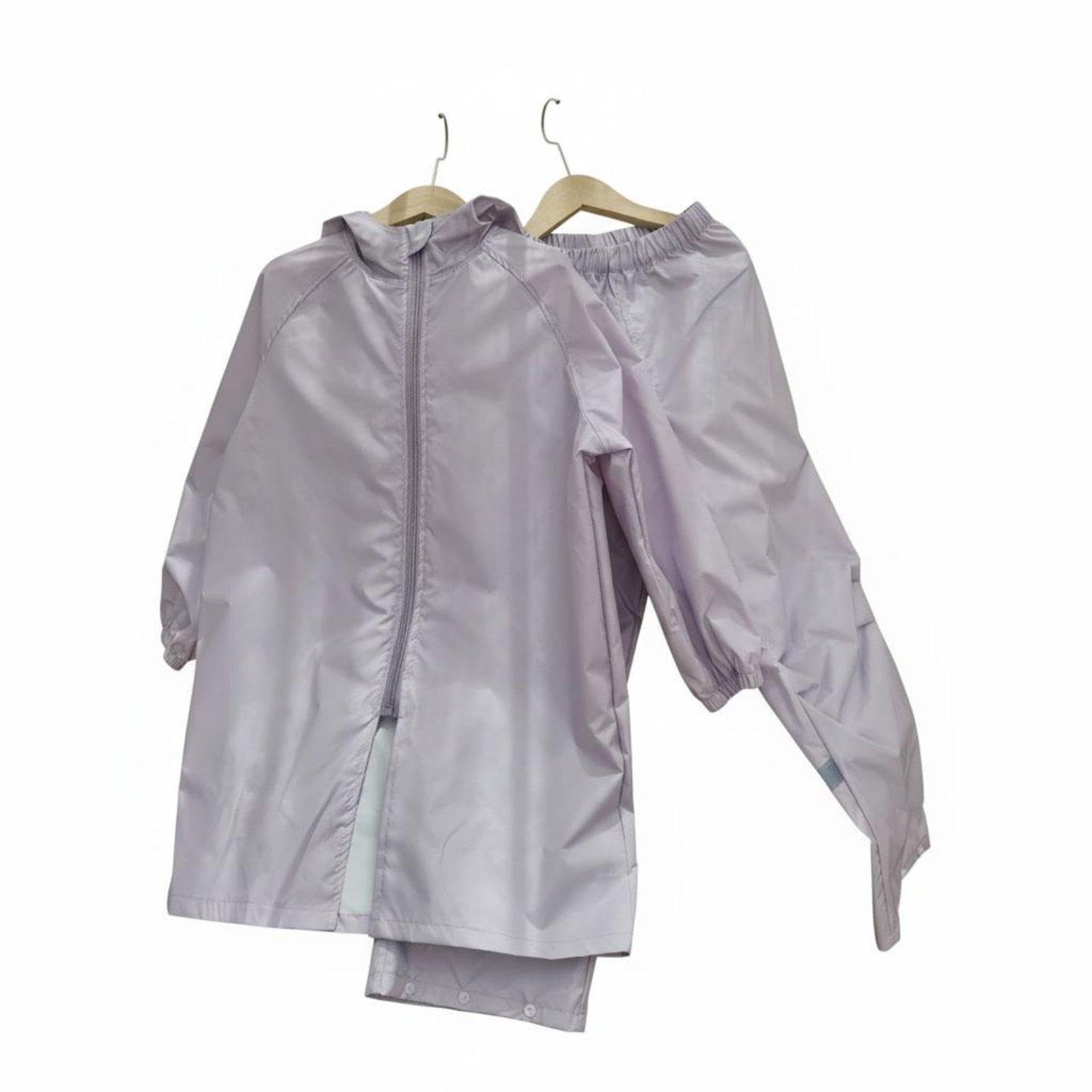 CALANDIS 2 Pieces Kids 2-Piece Rain Suit Waterproof Children's Raincoat and Pants Set Hooded Raincoat and Pants Set for Young Children, Outdoor, Camping 160 Purple-picture-1