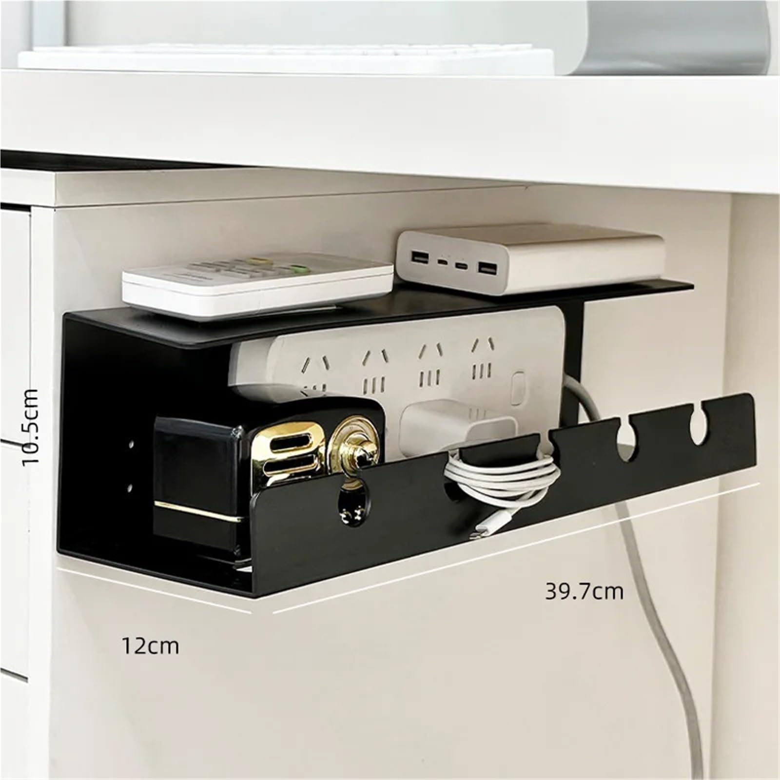 Vassoio for gestione cavi sotto scrivania grande da 1/2 confezione con supporto for protezione sovratensione, resistente, for ufficio domestico CPU Per Home Office e Postazioni Di Lavoro