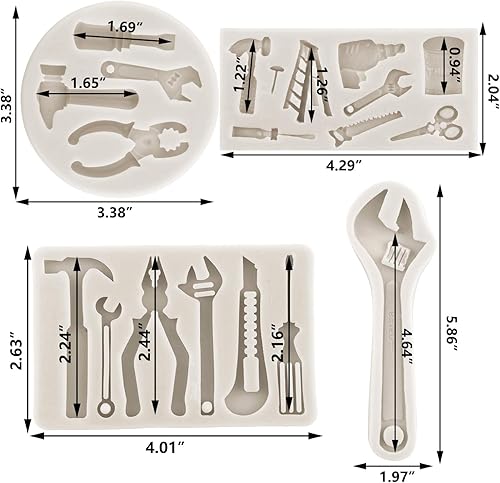 Miniatura 3 de Herramientas de construcción, moldes de silicona para fondant, herramientas de mano, molde de chocolate para cupcakes, decoración de pasteles,