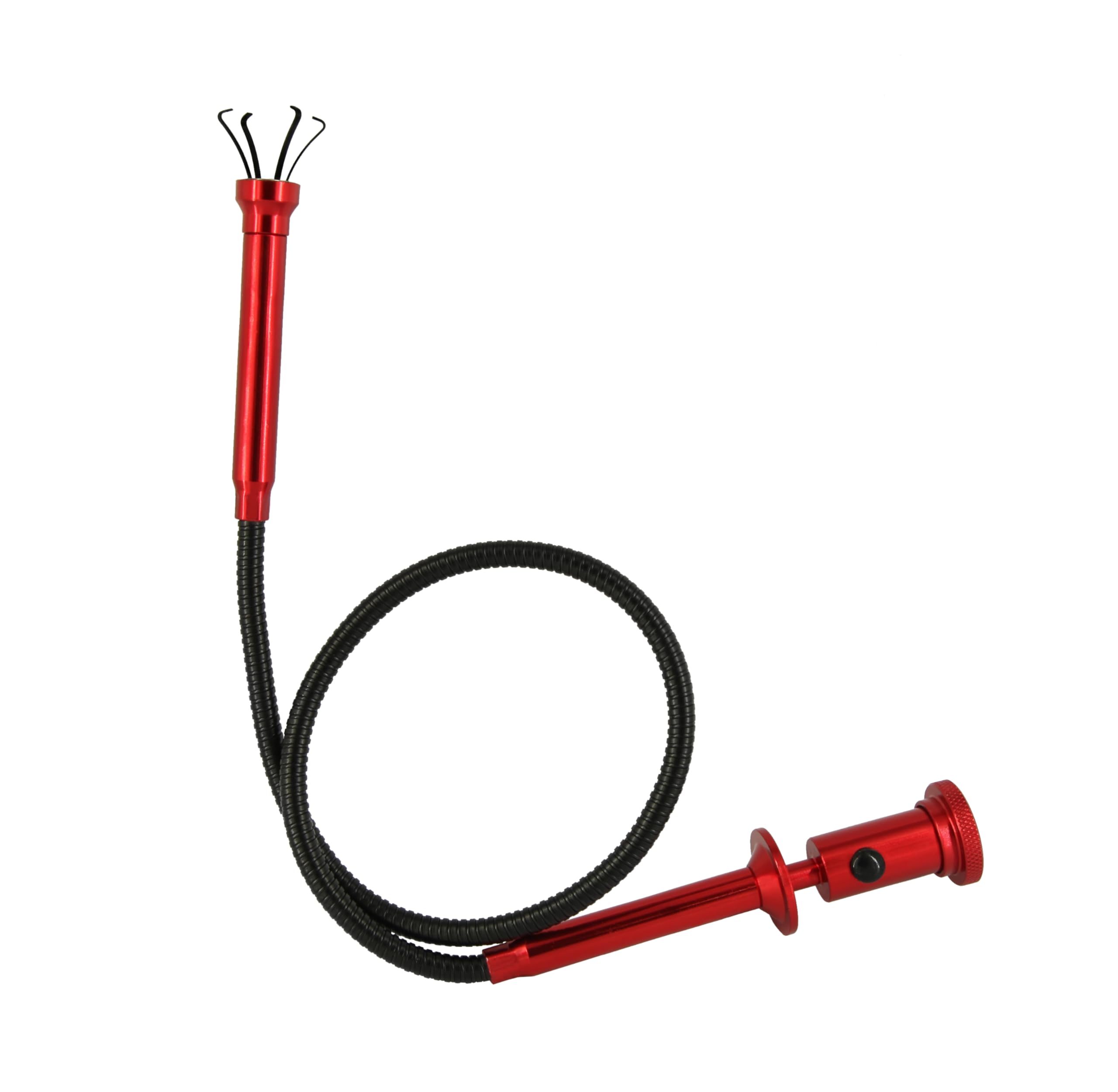 Flexible Claw Pickup Tool with Magnet Tool Flexible telescoping Claw led Light Grabber Extend?Long 28'' Four Claw 4-Claw for Small Parts Pickup Reacher Tool for Mechanics,Jewelry,Kids,etc. (Red)