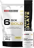 Kit Whey 6 Six Gold 100% Isolate Baunilha 2kg + Power Creatina 100g - Bodybuilders