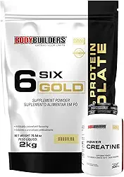 Kit Whey 6 Six Gold 100% Isolate Baunilha 2kg + Power Creatina 100g - Bodybuilders