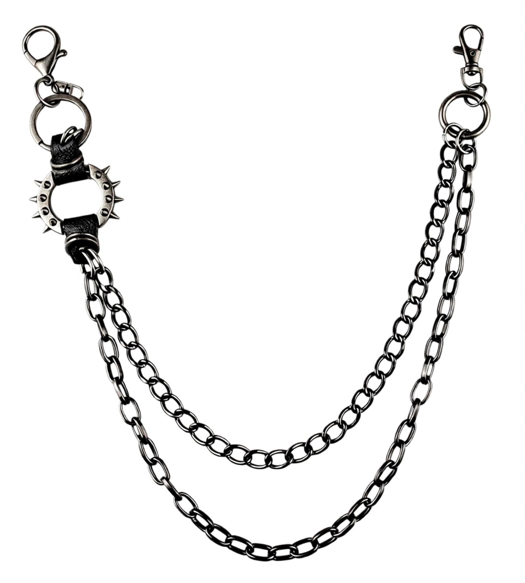 Spiked Punk Pants Chain - Double Layer Goth Wallet Chain for Jeans