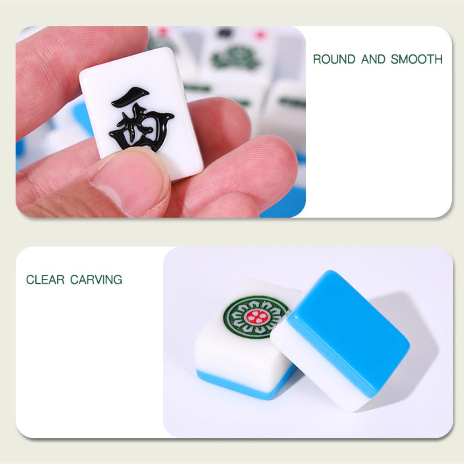 Chinesisches Mahjong Chinesisches Mahjong-Set Mit 144 Mahjong-Fliesen, Tragbar, Vintage, Traditionelles Majong-Mah-Jongg-Set Für Familie Reise Spiel(Grün)