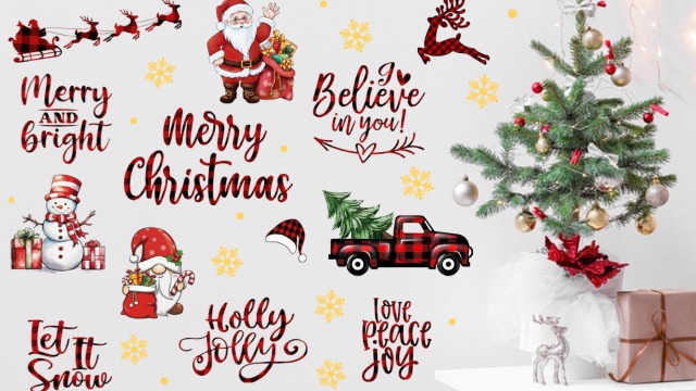 Vinilos decorativos navideños Santa Claus 35x12 in miniatura 7