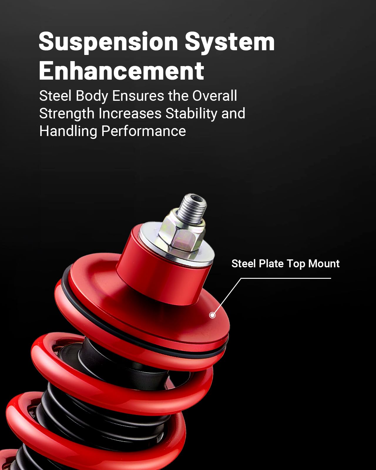 EVIL ENERGY Coilover Suspension Kit For Mitsubishi Lancer Evolution 2003-2006 - Height Adjustable Lowering Coilovers (Red)