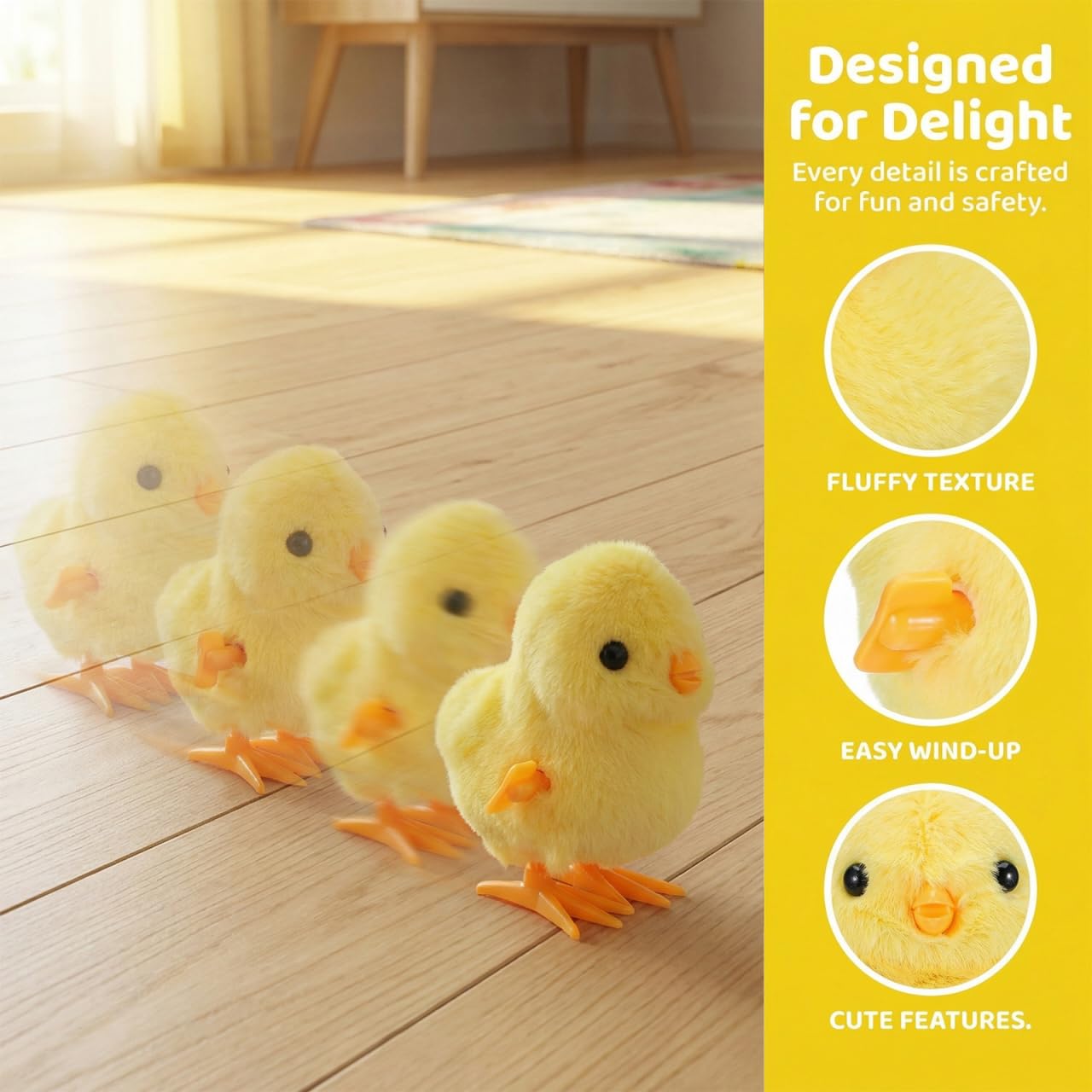 Lot De 8 Poussins Et Lapins De Pâques à Remonter – Peluches Mécaniques Sauteuses, 4 Couleurs – Décoration Et Cadeau Pour Enfants