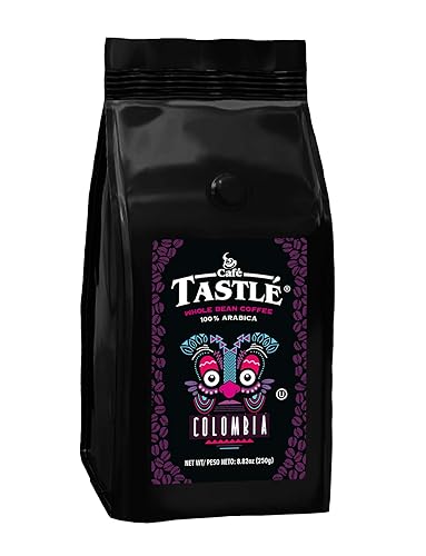 Cafe Tastle Colombia Café de grano entero 100% arábica tostado medio oscuro, 8.82 onzas, marrón