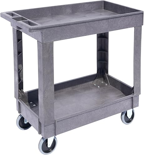 Carrito utilitario, tapa de carga de 500 lb. Bandeja superior, 34.5X17.5X32.75 (Gris)