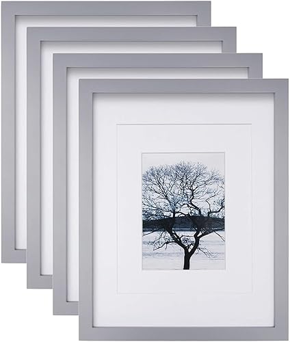 Egofine Portarretratos de 11 x 14 pulgadas, paquete de 4 imágenes de 5 x 78 x 10 pulgadas con paspartú o de 11 x 14 pulgadas sin paspartú, hecho de