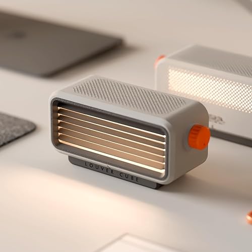 Miniatura 1 de Minimalist USB Ambient Desk Lamp with Mechanical Louvers, Soft Warm Glow for Bedroom & Home Office Decor, Modern Table Light, Gray