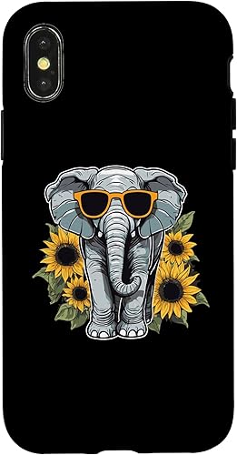 Miniatura 7 de iPhone 12 mini elefante con gafas de sol y girasoles caso