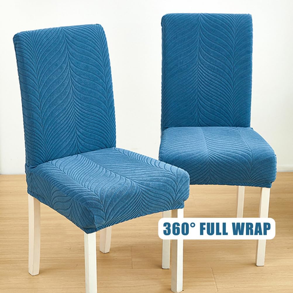 D/Green,4pcs, Dining Chair Cover Set of 4/6 Full Wrap Stretch Chair Cover Chair Slipcovers Jacquard Velvet Fabric Chair Protector for Hotel Dining Room Ceremony Kitchen Restaurant