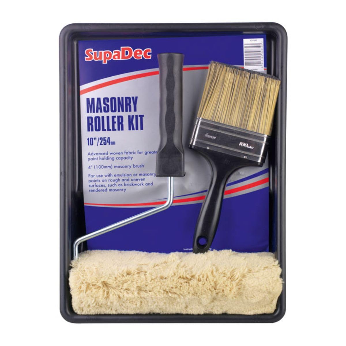 SupaDec Masonry Paint Roller Kit – 10” Inch / 254mm | Advanced Woven Fabric Roller for Rough & Uneven Surfaces | Suitable for Emulsion & Masonry Paints | Brickwork – Rendered Walls