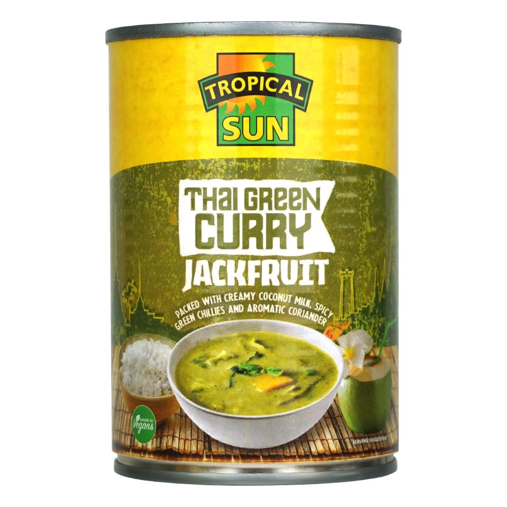 Tropical Sun Ready-to-Eat Thai Green Curry Jackfruit, 400g (Pck of 1) | Vegan and Vegetarian Friendly. | Perfect with Jasmine Rice or in Wraps and Sandwiches!