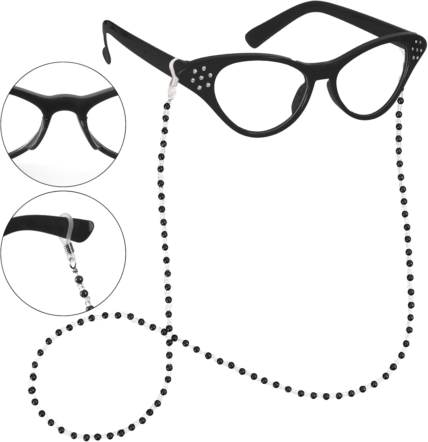 100 Days of School Costume Old Lady Costume School 100th Activity Suit Grandma Wig Granny Glasses Chain Necklace Dress - Image 5