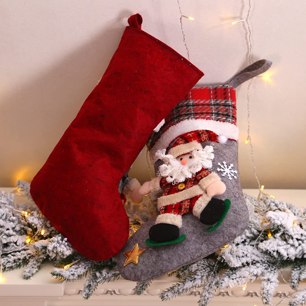 Medias de Navidad 4 Piezas, Grande Personalizadas Calcetines de Navidad de Chimenea Colgante, Medias de Regalo de Saco de Navidad Decoración Navideña