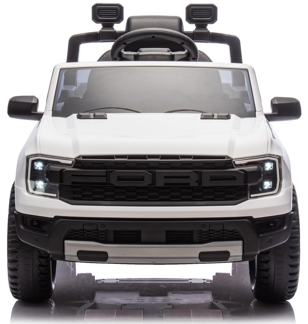 Playhouse Kinder Elektroauto Ford Ranger 90 Watt, 12V 9ah !!, Ledersitz, Bluetooth, 2X Motoren 12v, Eva Räder, Fernbedienung 2.4G, Kinderauto Kinderfahrzeug (Weiß)