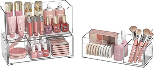 Cajones de almacenamiento apilables de plástico transparente, organizador de cajones de baño, organizador de gabinete de medicina, organizadores de