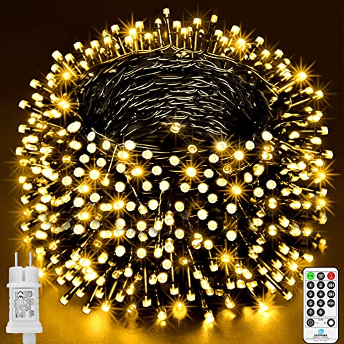 Luci Natale Esterno,Luci Albero di Natale 1000 LED 30m 8 Modalità Decorative Luci Stringa Timer Telecomando Catena Luminosa Esterno Impermeabile Ghirlanda luci Natale Casa Festa Giardino Matrimonio