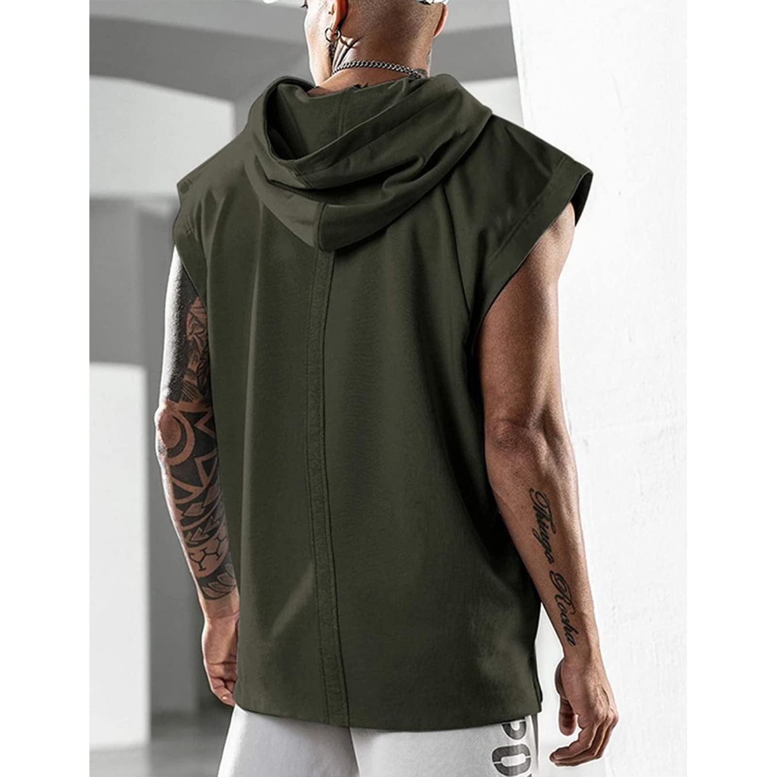 T-shirty z kapturem, okrągły dekolt, krótki rękaw, męskie, rozciągliwe, ponadwymiarowe, szybkoschnące, wygodne, lekkie