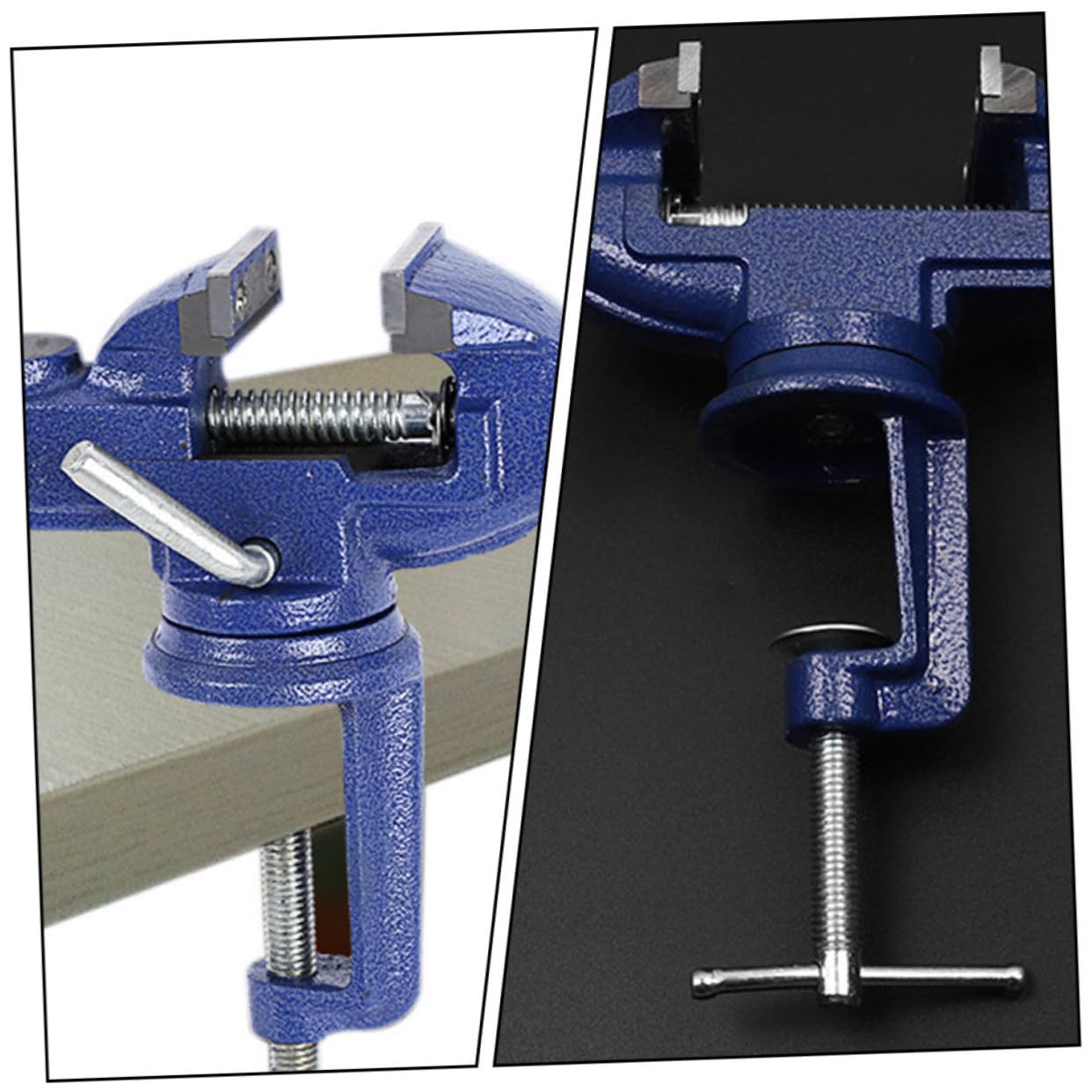 Étau de Table à Pince Pivotant 360° Bleu en Acier, 1 Pièce