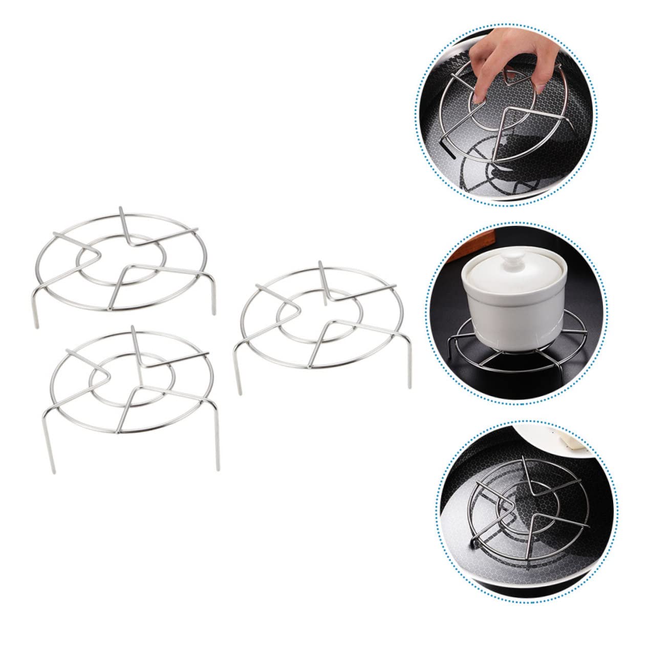 Happyyami 3pezzi Rotonda Per Cottura Vapore in Acciaio Resistente Supporto Per Cottura Vapore Da Cucina Vassoio